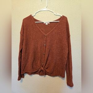 American Eagle Outfitters Rust Button-Down Knit Shirt